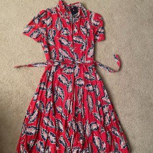Midi Red Floral Chaps Dress